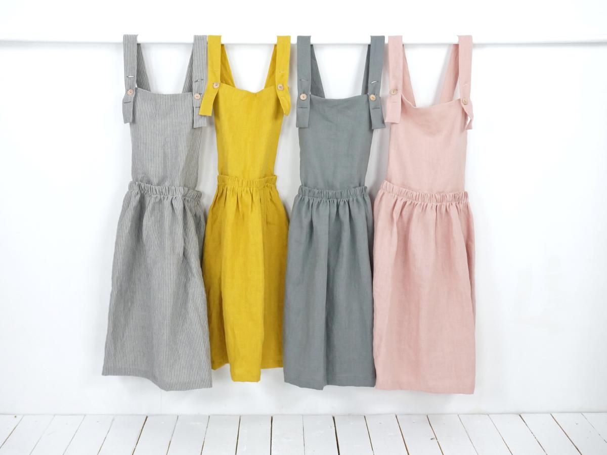 Robe salopette midi en lin à dos croisé LOMAMI