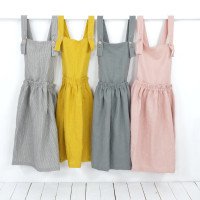 Robe salopette midi en lin à dos croisé LOMAMI