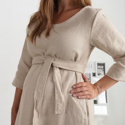 Robe trapèze de grossesse en lin à ceinture JAPURA