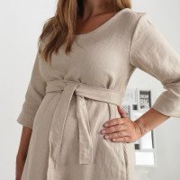 Robe trapèze de grossesse en lin à ceinture JAPURA