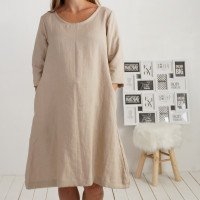 Robe trapèze de grossesse en lin à ceinture JAPURA
