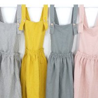 Robe salopette midi en lin à dos croisé LOMAMI