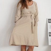 Robe trapèze de grossesse en lin à ceinture JAPURA