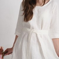 Robe trapèze de grossesse en lin à ceinture JAPURA