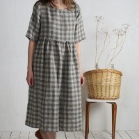 Robe longue bohème en lin à taille empire COLORADO