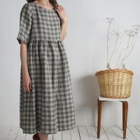 Robe longue bohème en lin à taille empire COLORADO
