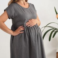 Robe longue bohème de grossesse en lin à taille empire AMAZON