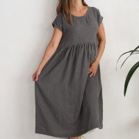 Robe longue bohème de grossesse en lin à taille empire AMAZON