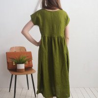 Robe longue bohème de grossesse en lin à taille empire AMAZON