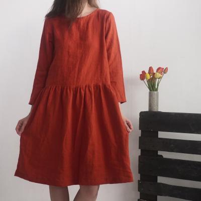 Robe midi en lin à manches longues URUGUAY