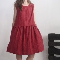 Robe midi en lin sans manches à fronces JUBBA