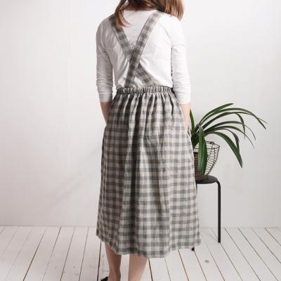 Robe salopette longue en lin à dos croisé PLATTE
