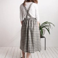 Robe salopette longue en lin à dos croisé PLATTE