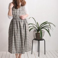 Robe salopette longue en lin à dos croisé PLATTE