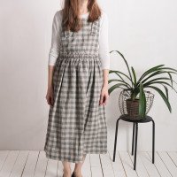 Robe salopette longue en lin à dos croisé PLATTE
