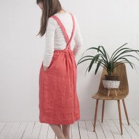 Robe salopette longue en lin à dos croisé PLATTE