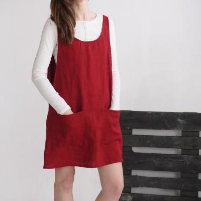 Robe tablier courte en lin ALABAMA