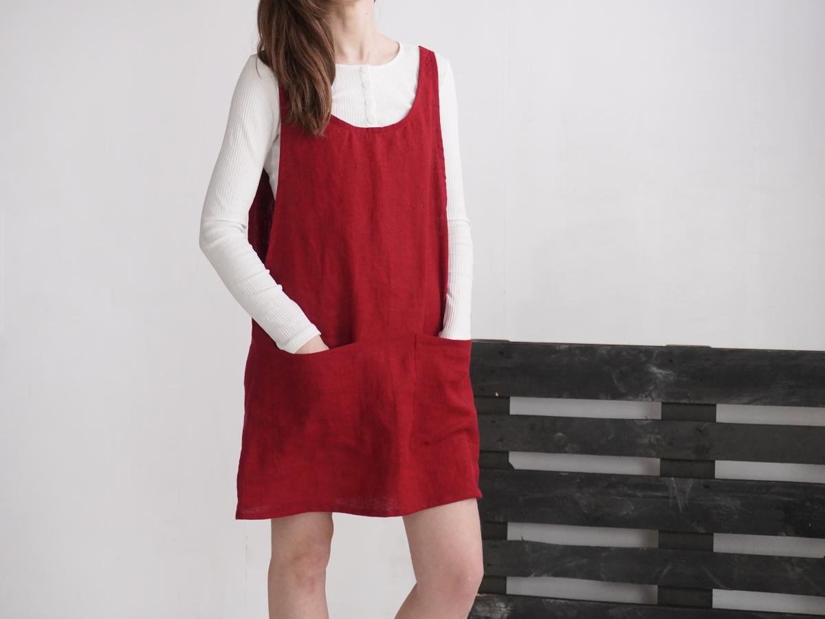 Robe tablier courte en lin ALABAMA
