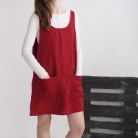 Robe tablier courte en lin ALABAMA