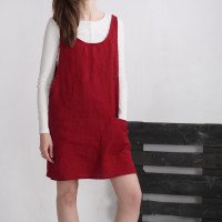 Robe tablier courte en lin ALABAMA