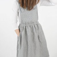Robe salopette midi en lin à dos croisé LOMAMI