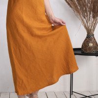 Robe longue en lin à dos en V YAMUNA
