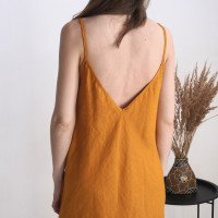 Robe longue en lin à dos en V YAMUNA