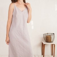 Robe longue en lin à dos en V YAMUNA