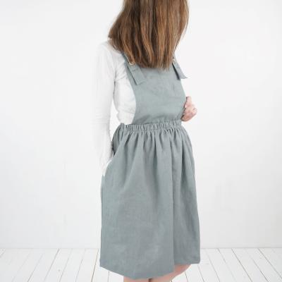 Robe salopette midi en lin à dos croisé LOMAMI