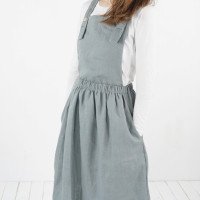 Robe salopette midi en lin à dos croisé LOMAMI