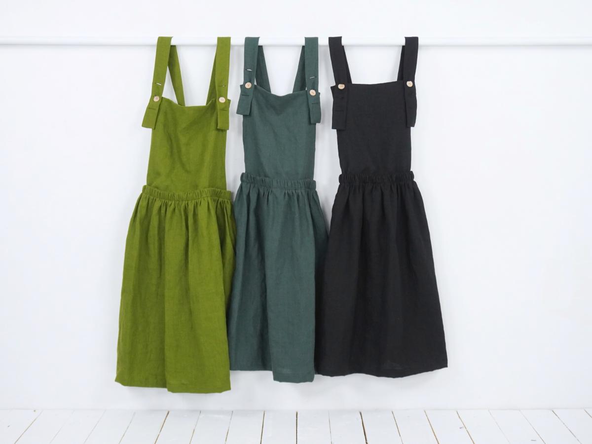 Robe salopette midi en lin à dos croisé LOMAMI
