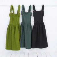 Robe salopette midi en lin à dos croisé LOMAMI