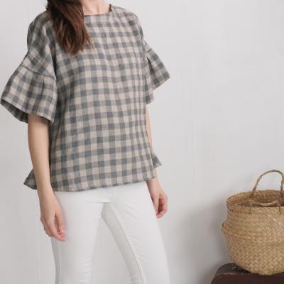 Blouse ample en lin à manches volantées EUPHRATES