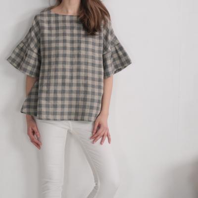 Blouse ample en lin à manches volantées EUPHRATES