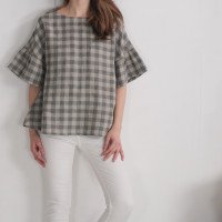 Blouse ample en lin à manches volantées EUPHRATES