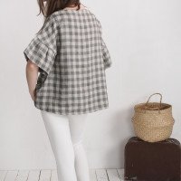 Blouse ample en lin à manches volantées EUPHRATES