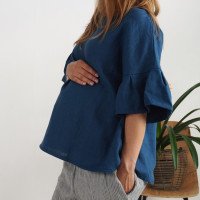 Blouse ample en lin à manches volantées EUPHRATES