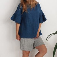 Blouse ample en lin à manches volantées EUPHRATES