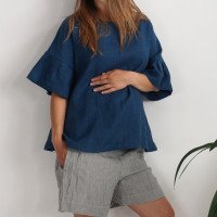 Blouse ample en lin à manches volantées EUPHRATES