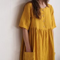 Robe bohème de grossesse en lin à taille empire NARMADA
