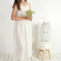 Robe de mariée longue en lin à bretelles et fronces ZAMBEZI