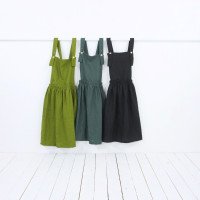 Robe salopette midi en lin à dos croisé LOMAMI