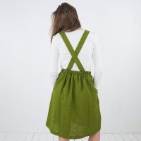 Robe salopette midi en lin à dos croisé LOMAMI