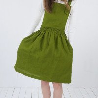Robe salopette midi en lin à dos croisé LOMAMI