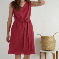 Robe en lin sans manches à col V et ceinture FRASER