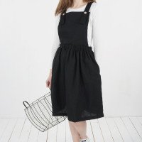 Robe salopette midi en lin à dos croisé LOMAMI
