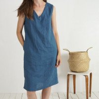 Robe midi en lin sans manches à col V JURUENA