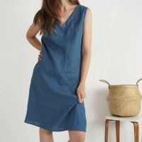 Robe midi en lin sans manches à col V JURUENA