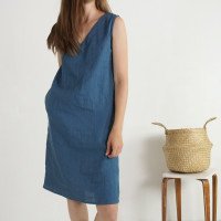 Robe midi en lin sans manches à col V JURUENA
