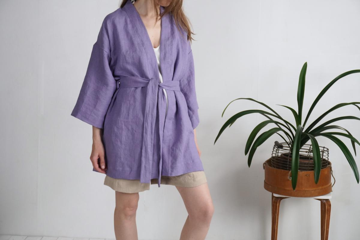 Peignoir kimono court en lin KOSI